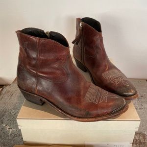 Golden Goose Deluxe Brand Young Booties Distressed Cognac
